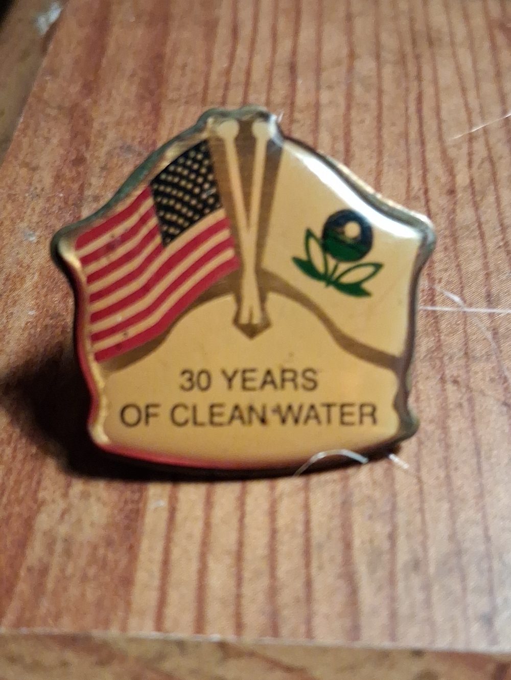 Commemorative '30 Years of Clean Water' Enamel Pin - Yellow, Red, Green